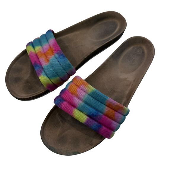 Cat & Jack Tie Dye Rainbow Slide On Sandals - Picture 1 of 6